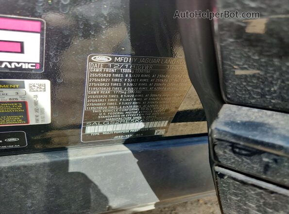 SALGS2RE5KA540954 2019 LAND ROVER RANGE Black Widok naklejki z numerem VIN