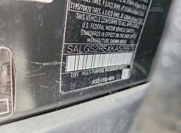 SALGS2REXKA529979 2019 LAND ROVER RANGE Black Вид наклейки з VIN-кодом