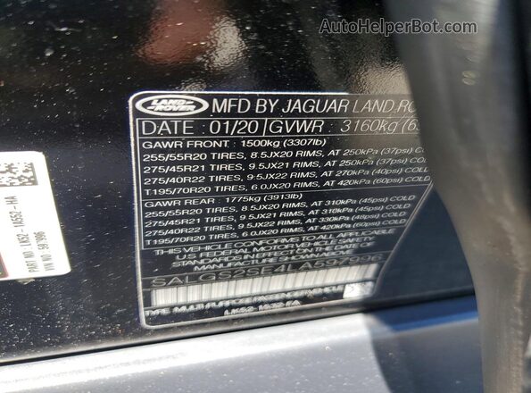 SALGS2SE4LA597996 2020 LAND ROVER RANGE Black Սալոնի 360 աստիճան տեսք