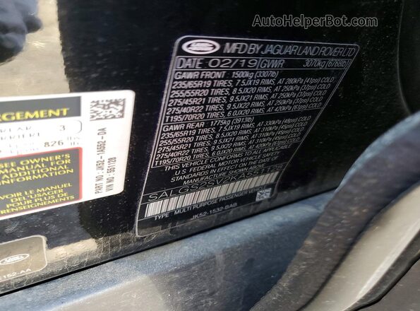 SALGS2SV2KA551128 2019 LAND ROVER RANGE Black Շարժիչի բաժամունքի տեսք