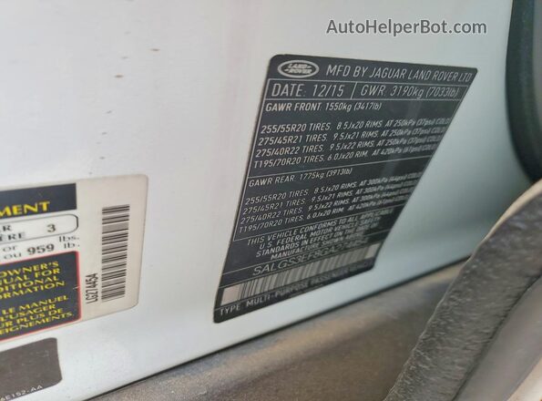 SALGS3EF8GA274454 2016 LAND ROVER RANGE White Вид наклейки з VIN-кодом