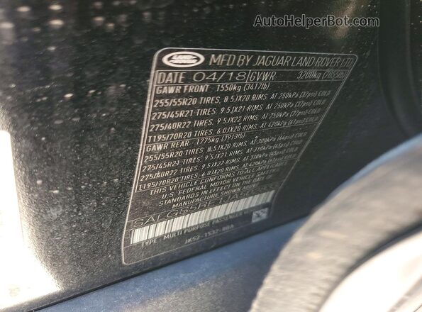 SALGS5RE1JA502833 2018 LAND ROVER RANGE Black VIN კოდის სტიკერის ხედი
