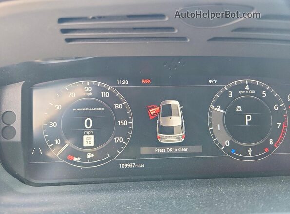 SALGS5RE9JA399399 2018 LAND ROVER RANGE White Вид щитка приладів