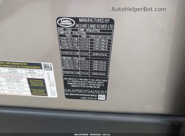 SALKPBE97SA256357 2025 LAND ROVER RANGE ROVER Gold Շարժիչի բաժամունքի տեսք