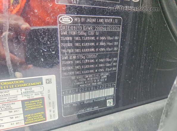 SALRG2RV8L2422161 2020 LAND ROVER DISCOVERY Черный Панорамный вид салона 360°