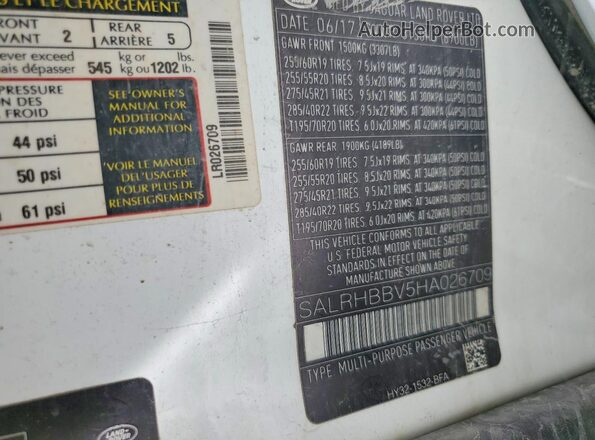 SALRHBBV5HA026709 2017 LAND ROVER DISCOVERY White ძრავის განყოფილების ხედი