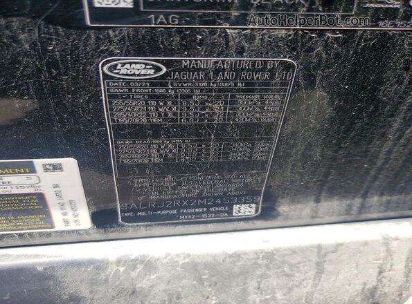 SALRJ2RX2M2453359 2021 LAND ROVER DISCOVERY Black 360 interior view