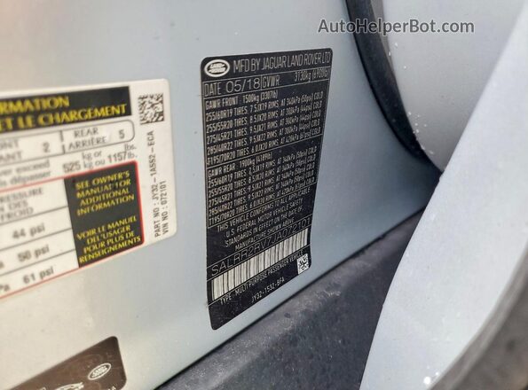 SALRR2RV7JA072101 2018 LAND ROVER DISCOVERY Silver Widok wnętrza 360 stopni