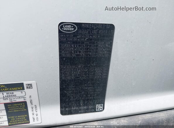 SALRT2EX6P2472369 2023 LAND ROVER DISCOVERY White Vista del compartimento del motor