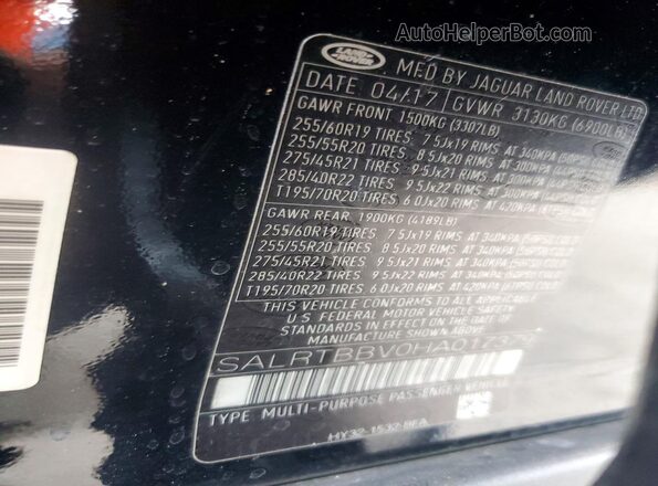SALRTBBV0HA017379 2017 LAND ROVER DISCOVERY Black Շարժիչի բաժամունքի տեսք