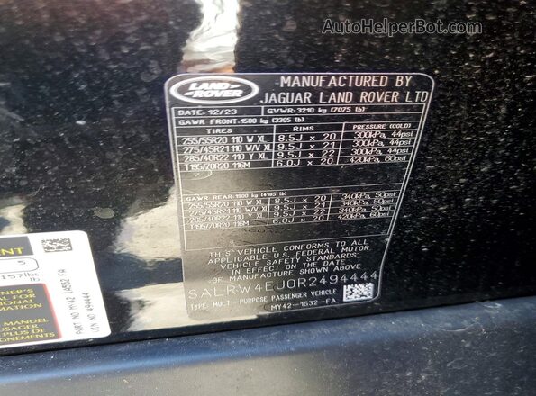 SALRW4EU0R2494444 2024 LAND ROVER DISCOVERY Black Սալոնի 360 աստիճան տեսք