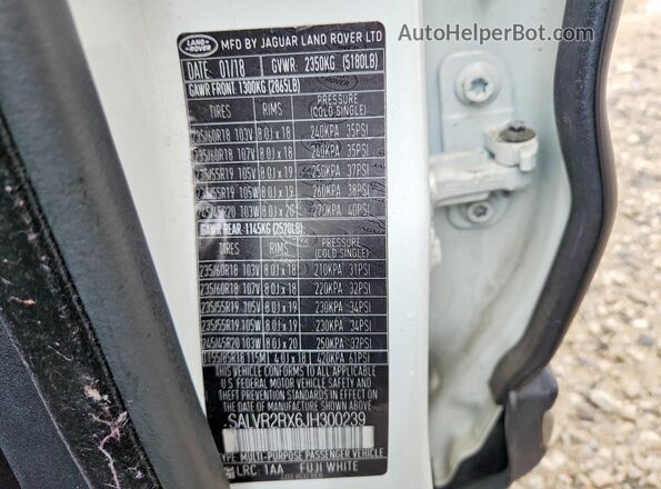 SALVR2RX6JH300239 2018 LAND ROVER RANGE White Շարժիչի բաժամունքի տեսք