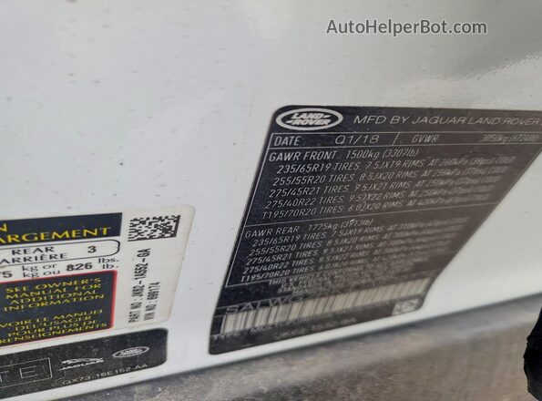 SALWG2RK4JA699174 2018 LAND ROVER RANGE White Սալոնի 360 աստիճան տեսք