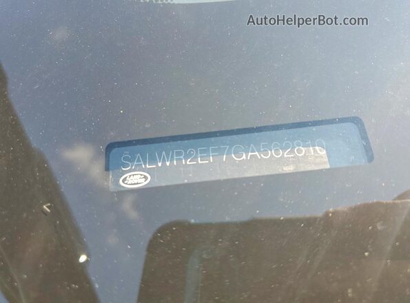 SALWR2EF7GA562810 2016 LAND ROVER RANGE Black VIN sticker view