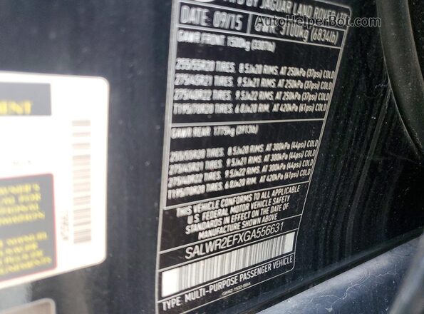 SALWR2EFXGA556631 2016 LAND ROVER RANGE Black Widok naklejki z numerem VIN