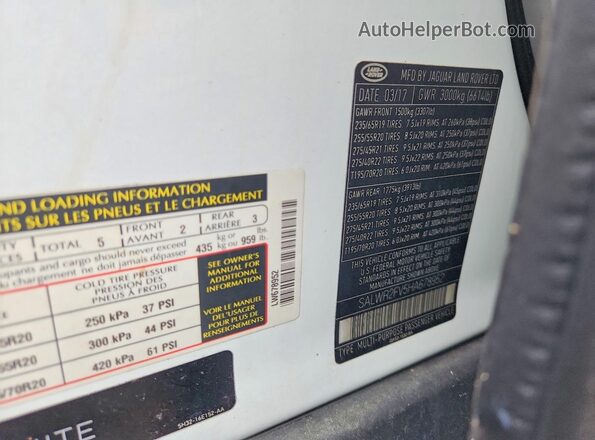 SALWR2FV5HA678952 2017 LAND ROVER RANGE White სალონის 360-გრადუსიანი ხედი
