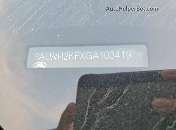 SALWR2KFXGA103419 2016 LAND ROVER RANGE Black Widok naklejki z numerem VIN