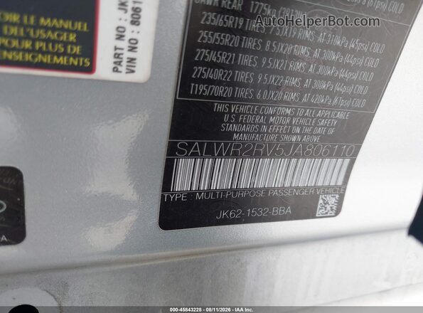 SALWR2RV5JA806110 2018 LAND ROVER RANGE ROVER SPORT Gray Widok komory silnika