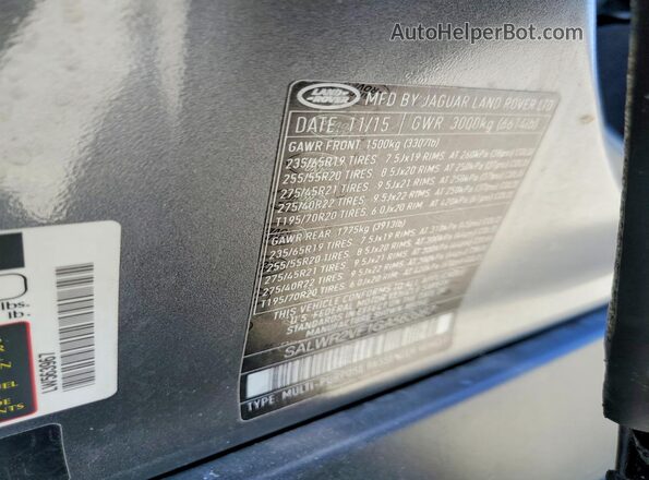 SALWR2VF1GA563967 2016 LAND ROVER RANGE Charcoal Engine compartment view
