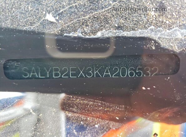 SALYB2EX3KA206532 2019 LAND ROVER RANGE White VIN კოდის სტიკერის ხედი