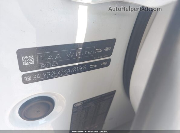 SALYB2EX5KA781666 2019 LAND ROVER RANGE ROVER VELAR White Вид підкапотного простору