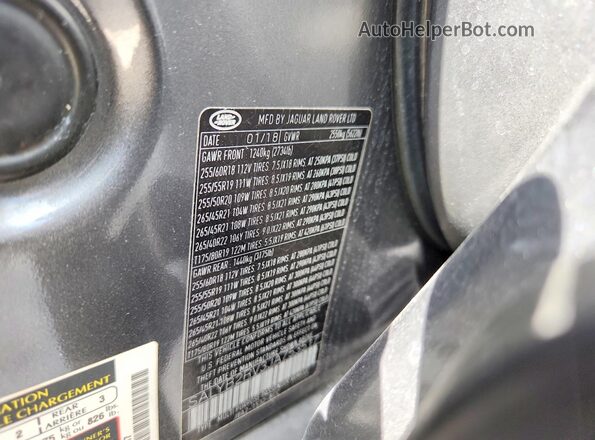 SALYB2RV3JA753517 2018 LAND ROVER RANGE Gray Вид підкапотного простору