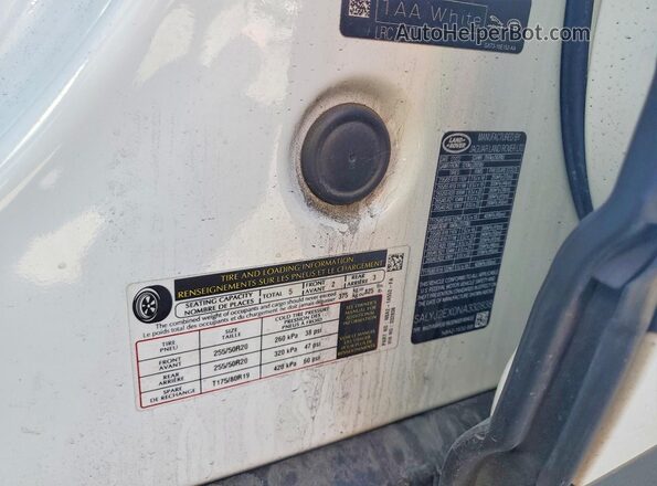 SALYJ2EX0NA332838 2022 LAND ROVER RANGE White VIN კოდის სტიკერის ხედი