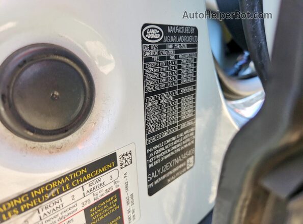 SALYJ2EX7NA345408 2022 LAND ROVER RANGE Белый Панорамный вид салона 360°