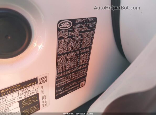 SALYJ2EXXPA350802 2023 LAND ROVER RANGE ROVER VELAR White Vista del compartimento del motor