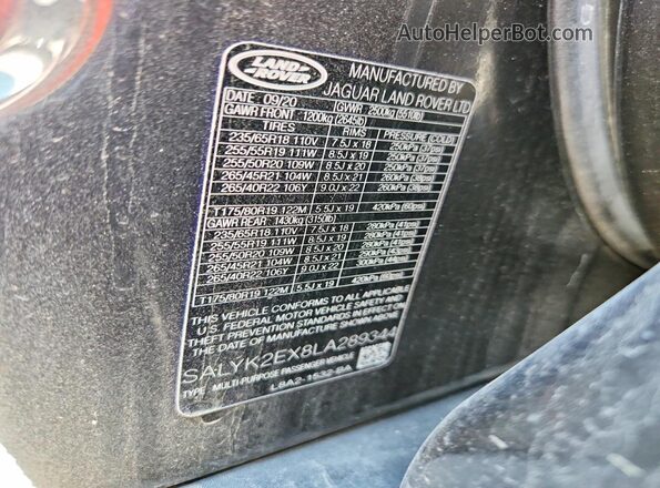 SALYK2EX8LA289344 2020 LAND ROVER RANGE Black სალონის 360-გრადუსიანი ხედი