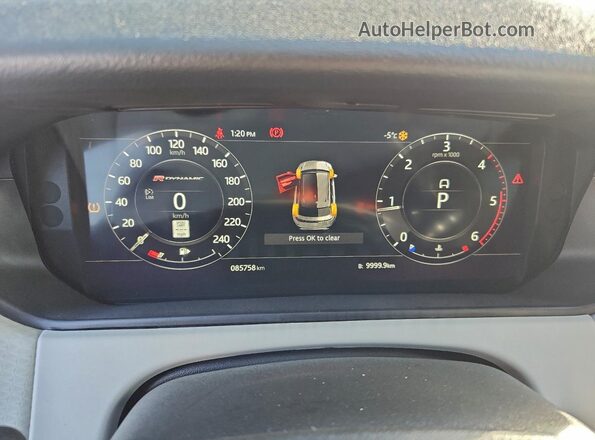 SALYL2EN3KA203755 2019 LAND ROVER RANGE Gray Widok zestawu wskaźników