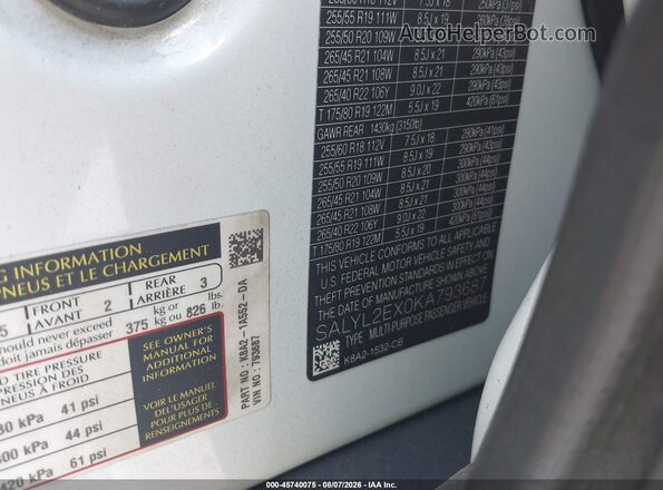 SALYL2EX0KA793687 2019 LAND ROVER RANGE ROVER VELAR Black Շարժիչի բաժամունքի տեսք
