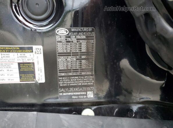 SALYL2EX4SA393972 2025 LAND ROVER RANGE Black VIN კოდის სტიკერის ხედი
