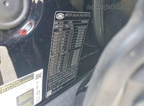 SALYL2FV3KA212406 2019 LAND ROVER RANGE Black ძრავის განყოფილების ხედი