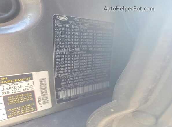SALYL2RV6JA709301 2018 LAND ROVER RANGE Gray Vista de la etiqueta del VIN