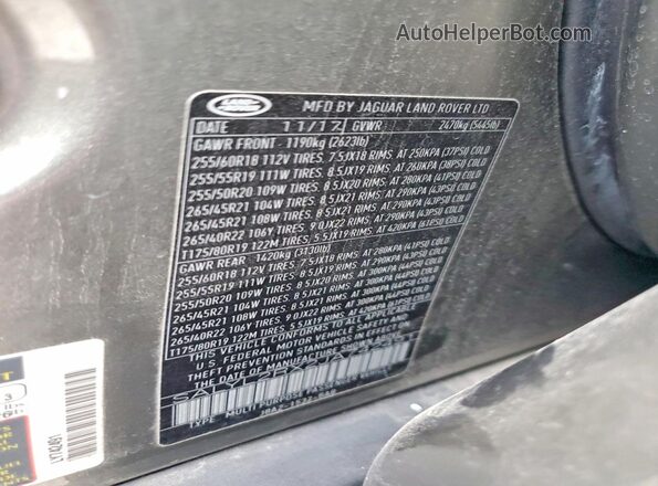 SALYL2RX2JA742491 2018 LAND ROVER RANGE Gray Панорамний вид салону 360°