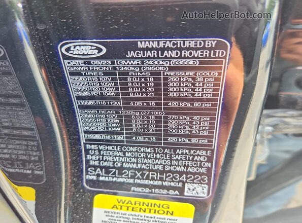 SALZL2FX7RH234223 2024 LAND ROVER RANGE Black სალონის 360-გრადუსიანი ხედი