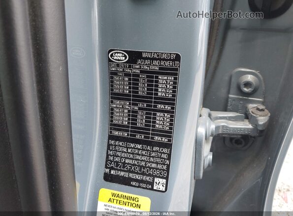 SALZL2FX9LH049839 2020 LAND ROVER RANGE ROVER EVOQUE Blue Շարժիչի բաժամունքի տեսք