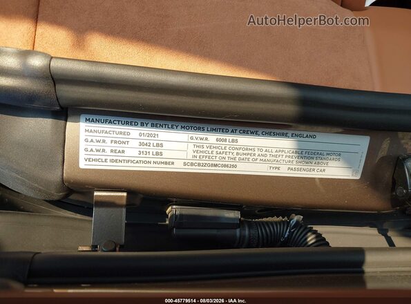 SCBCB2ZG8MC086250 2021 BENTLEY OTHER Brown Շարժիչի բաժամունքի տեսք