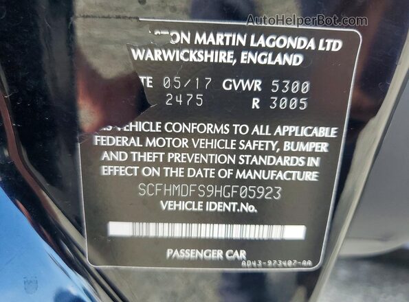 SCFHMDFS9HGF05923 2017 ASTON MARTIN ALL OTHER Black 
