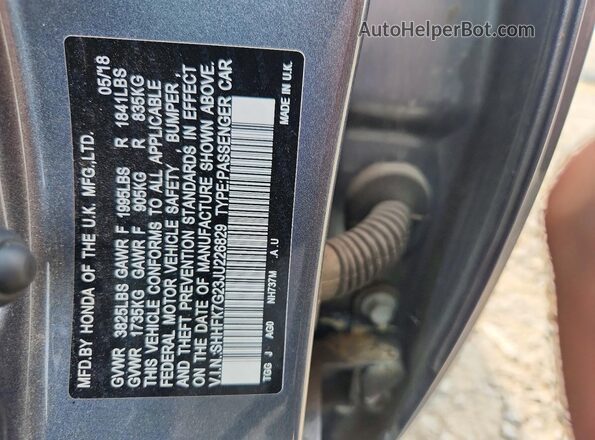 SHHFK7G23JU226829 2018 HONDA CIVIC Gray Widok komory silnika
