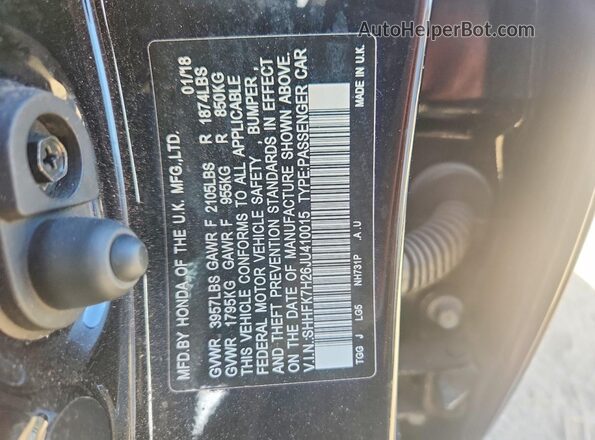 SHHFK7H26JU410015 2018 HONDA CIVIC Black ძრავის განყოფილების ხედი