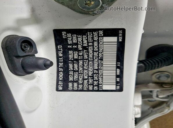 SHHFK7H33LU211127 2020 HONDA CIVIC White VIN sticker view