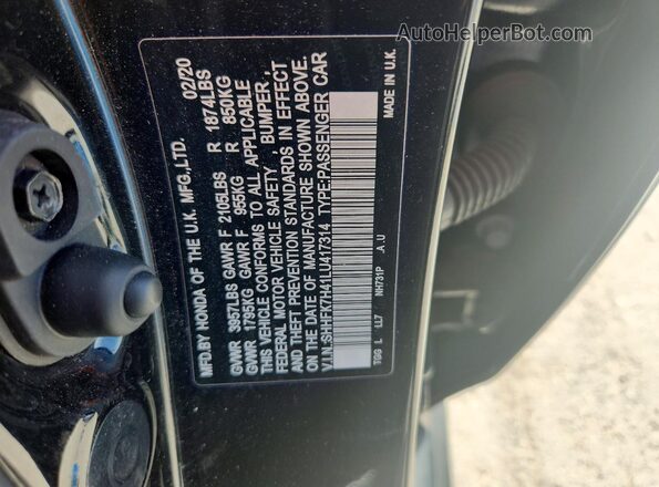 SHHFK7H41LU417314 2020 HONDA CIVIC Black Widok komory silnika