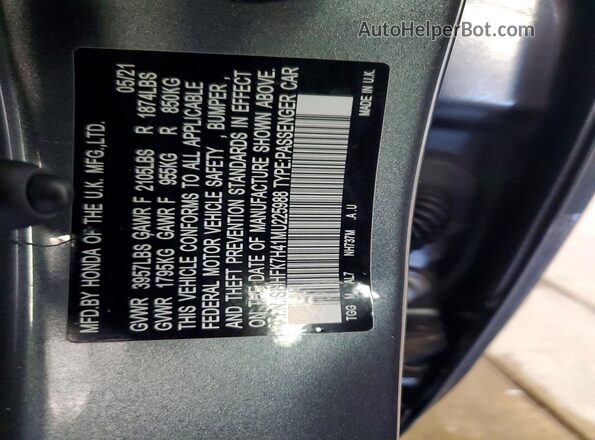 SHHFK7H41MU225988 2021 HONDA CIVIC Gray ძრავის განყოფილების ხედი