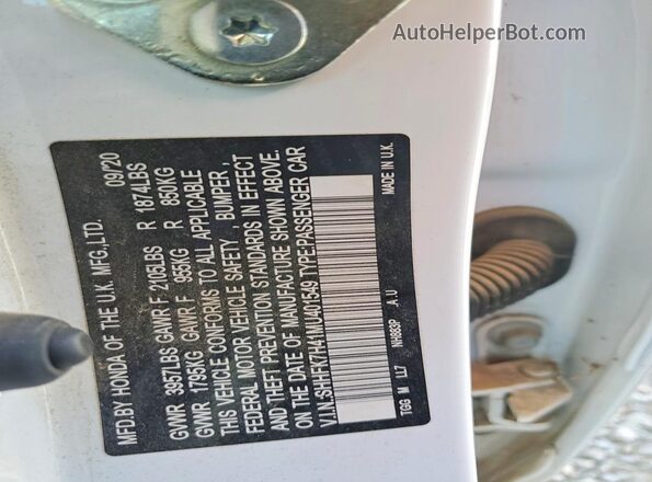 SHHFK7H41MU401549 2021 HONDA CIVIC Белый Вид подкапотного пространства