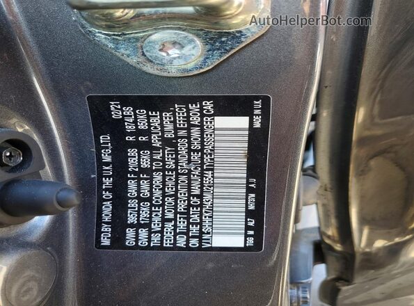 SHHFK7H43MU215544 2021 HONDA CIVIC Угольный Вид наклейки с VIN-кодом