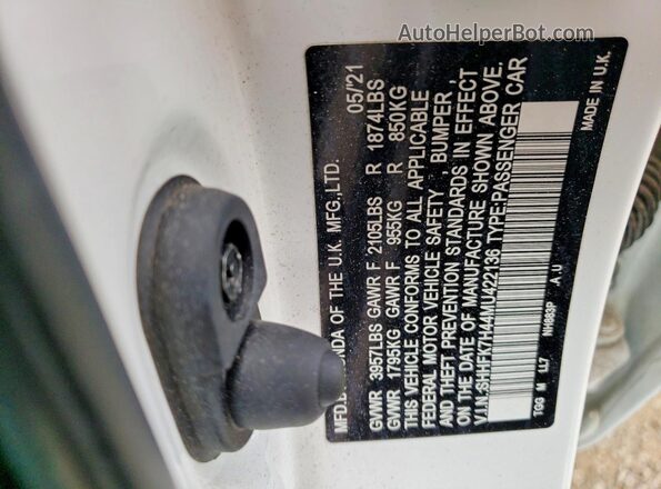 SHHFK7H44MU422136 2021 HONDA CIVIC White Vista del compartimento del motor