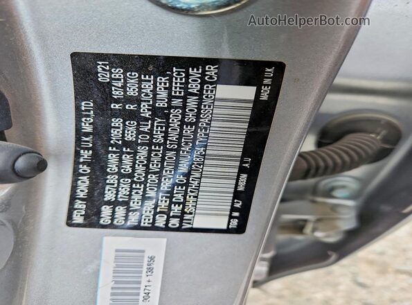 SHHFK7H47MU218754 2021 HONDA CIVIC Silver Widok naklejki z numerem VIN