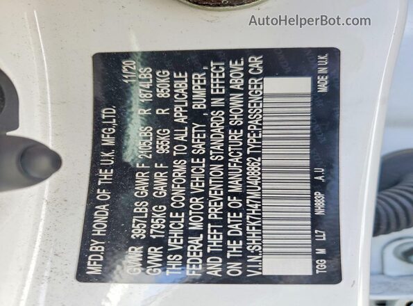 SHHFK7H47MU408862 2021 HONDA CIVIC White Engine compartment view